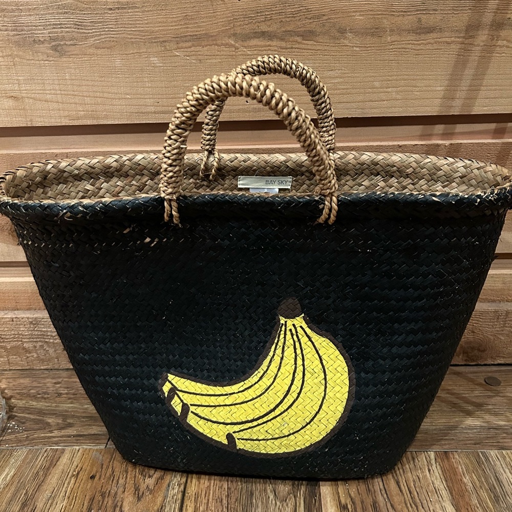 Straw Beach / Pool Bag with Banana Design